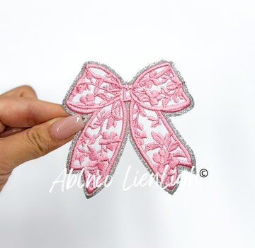 Pink Floral Bow Patch