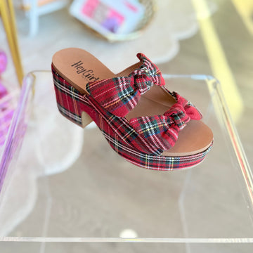 Put A Bow On It Wedge (red plaid)