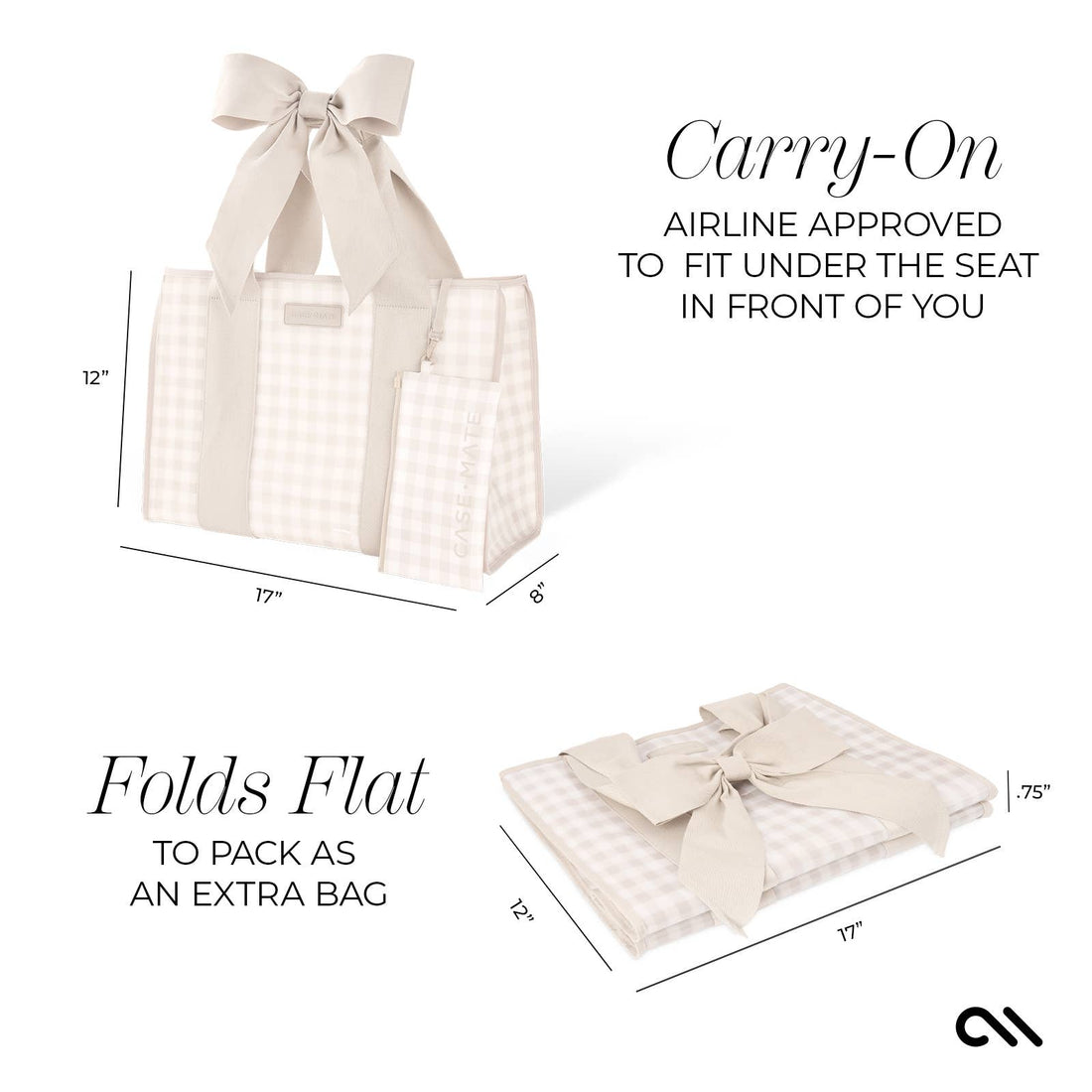 Latte Gingham Bow Jelly Tote Bag, CaseMate