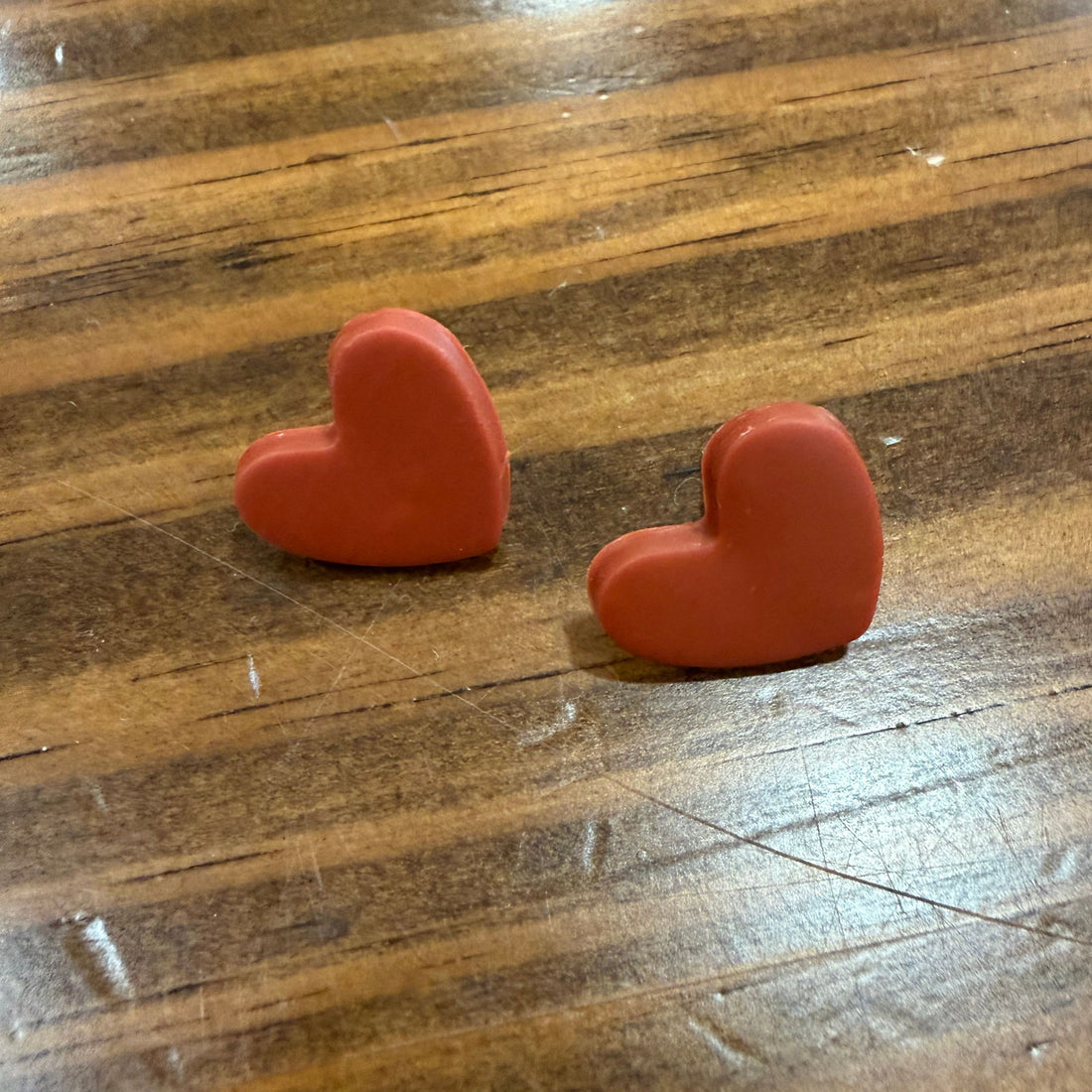 Heart Clay Studs (Red)