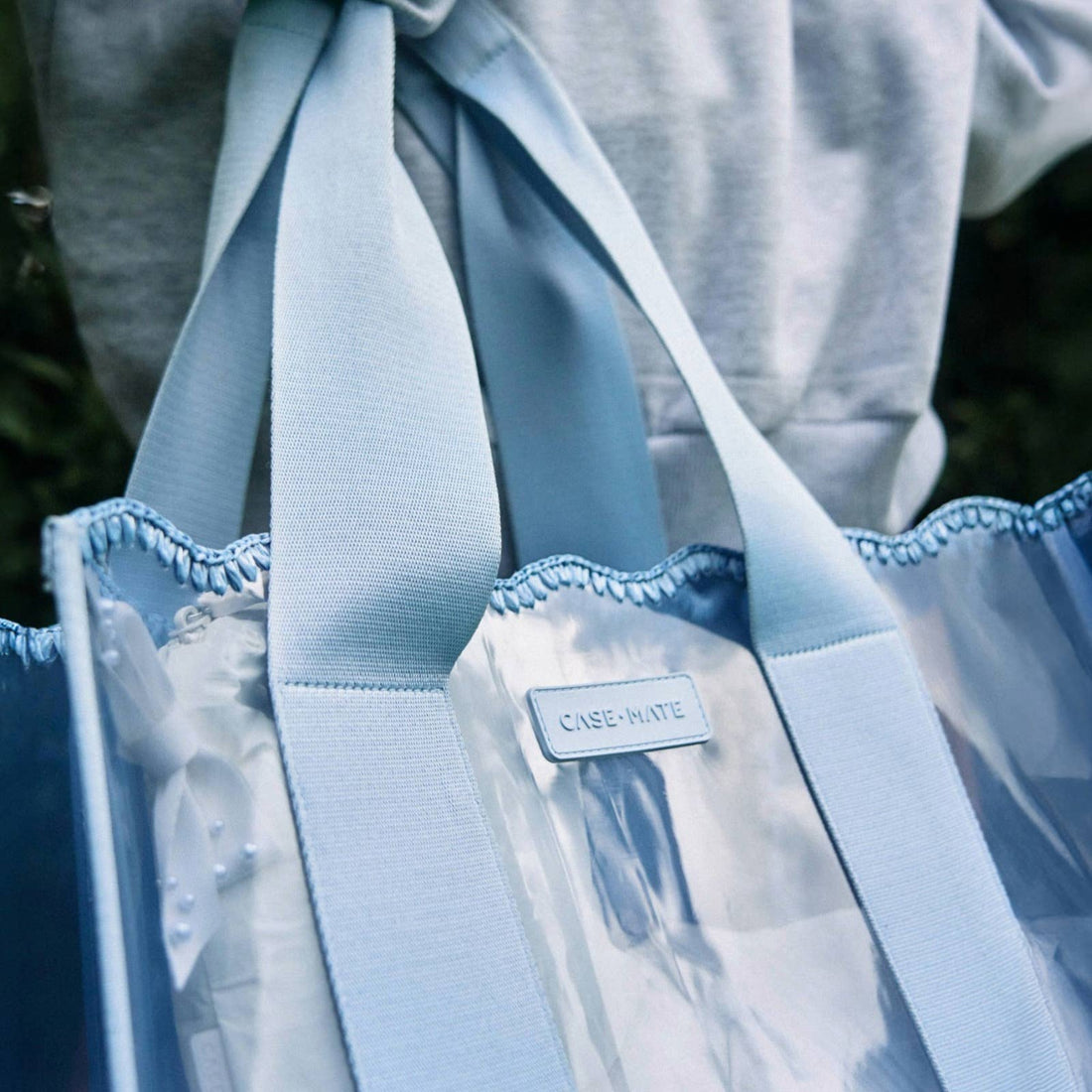 Carolina Blue Crochet Wave Jelly Tote Bag, CaseMate