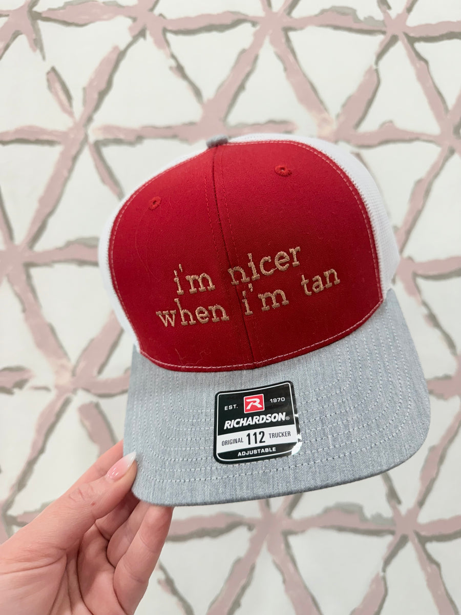 I'm Nicer When I'm Tan Trucker (red/grey)