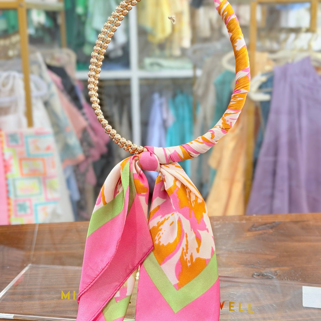 Scarf Beaded Necklace (Fuchsia)