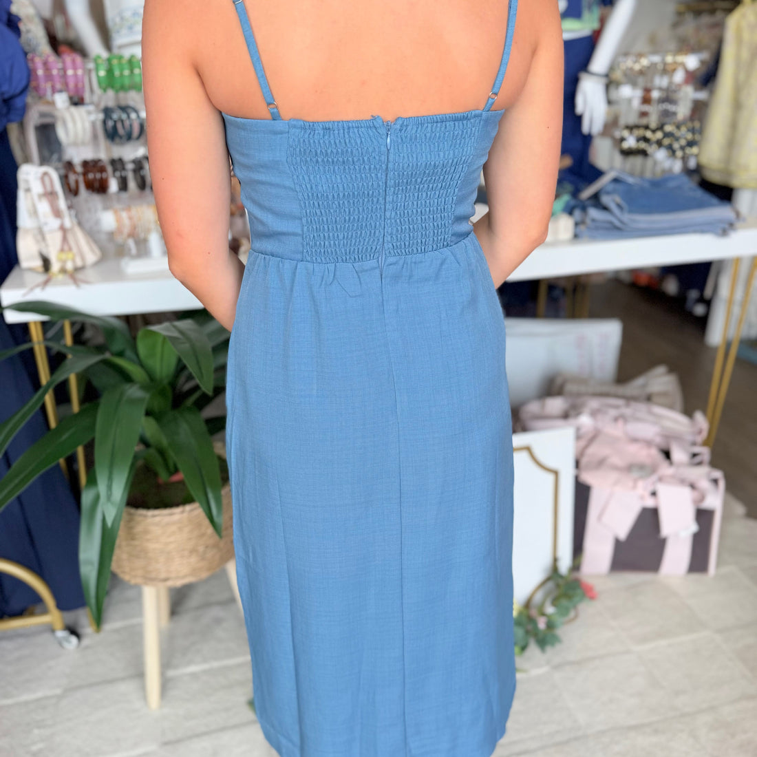 Lauren Dress (White/Denim)