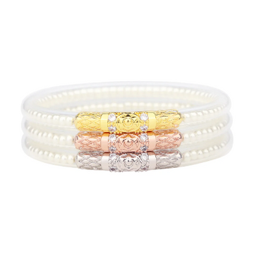 Three Queens All Weather Bangles- White Pearl