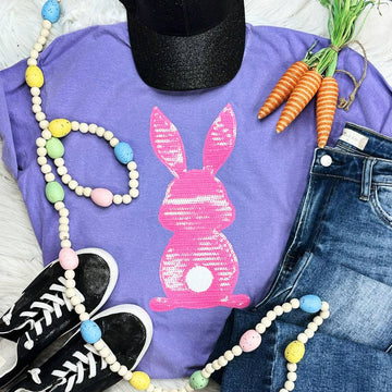 Adult Pink Bunny Sequin Patch