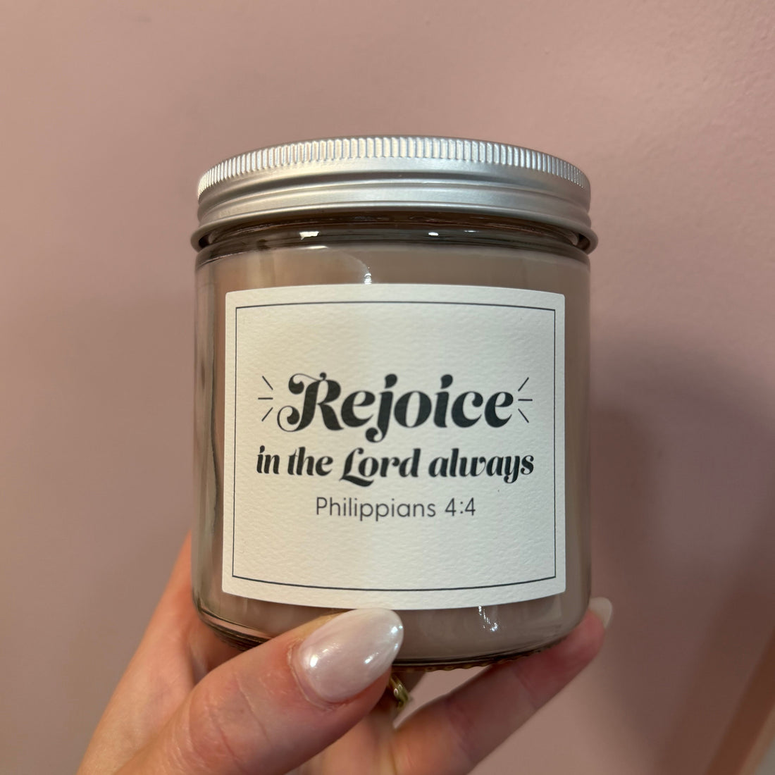 Sweet Grace Bible Verse Candle (Rejoice)