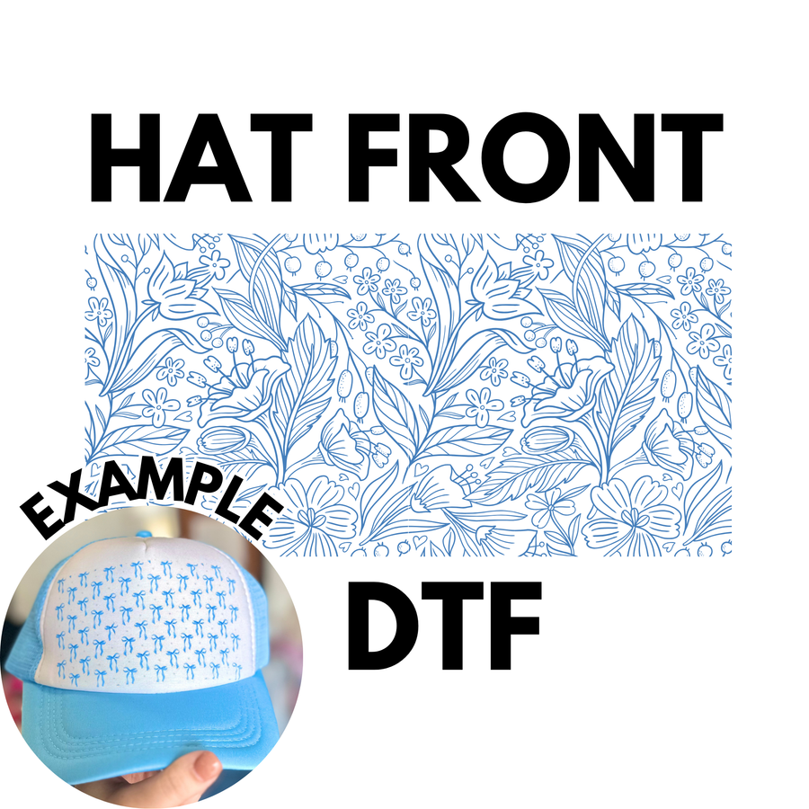 Blue Floral Hat DTF
