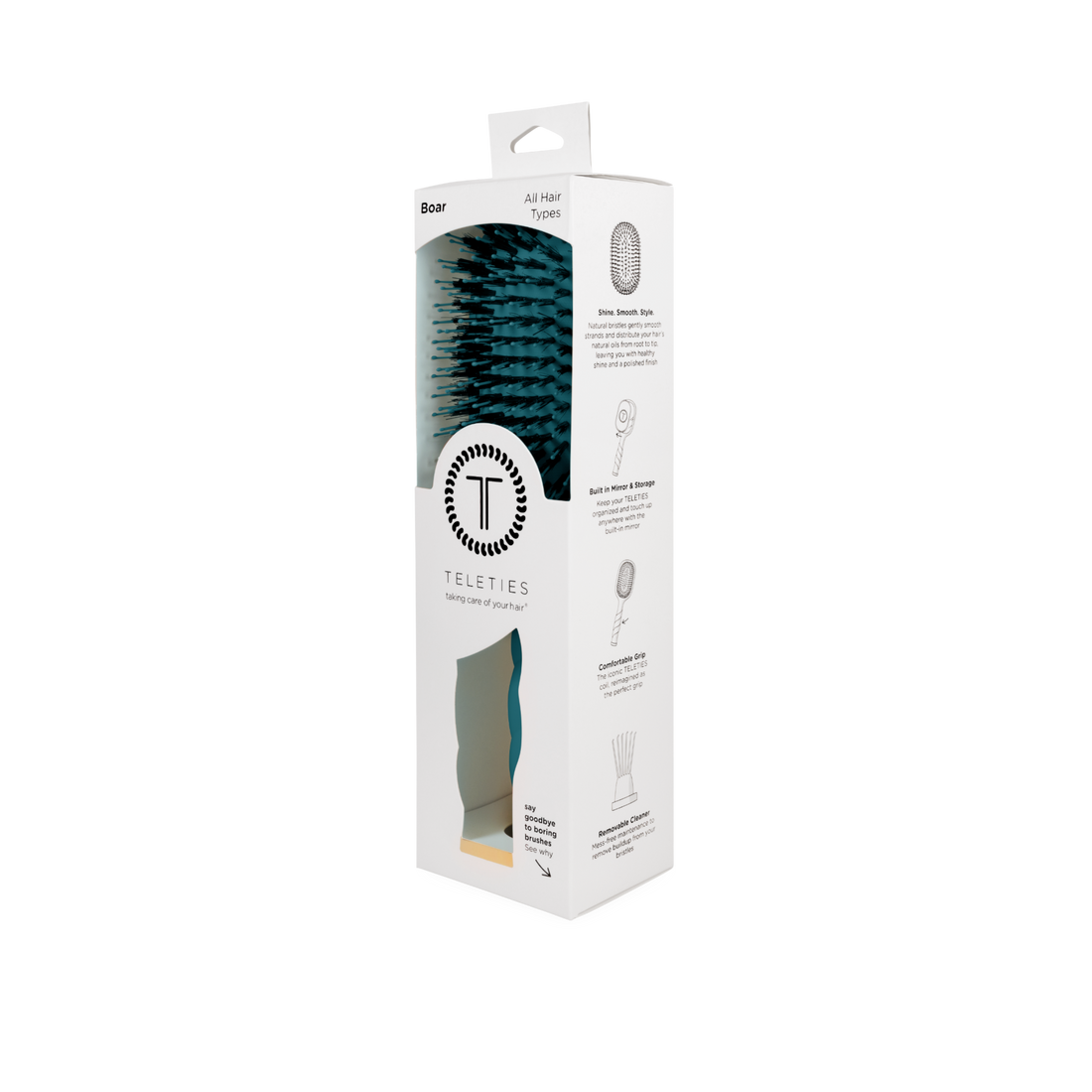 Boar Hair Brush (Teal With It)