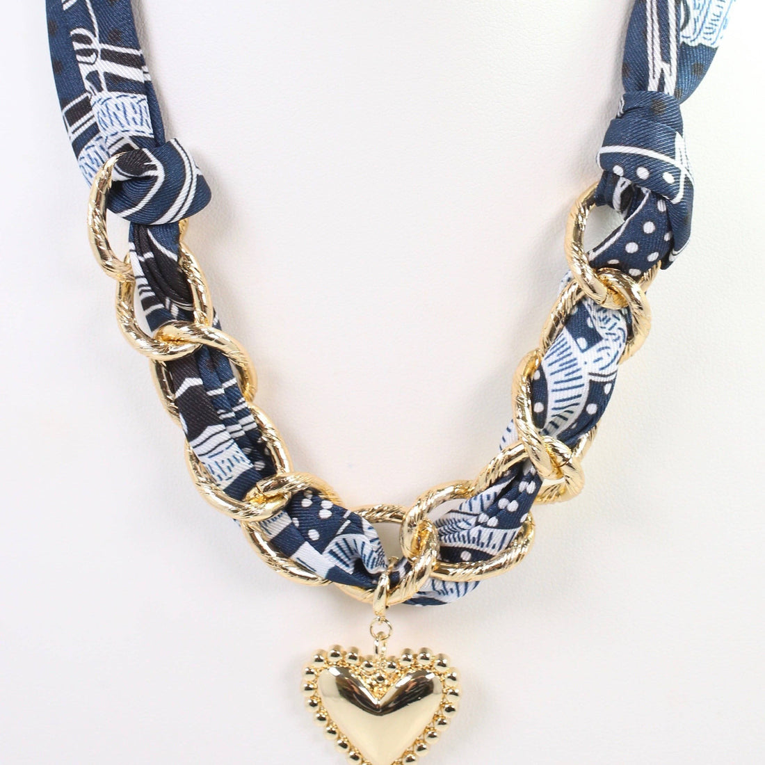 Santee Scarf Charm Necklace Navy Green