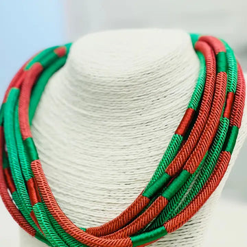 Jasmine Multi Strand Necklace (red/green)