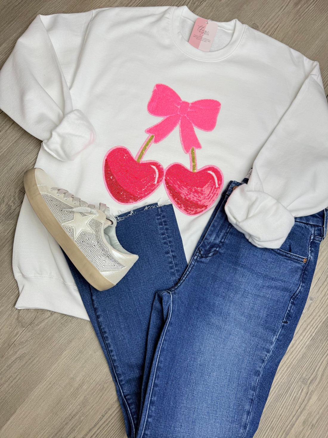 Heart Cherries Sequin Patch