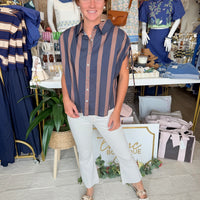 Ambre Top (Navy/Brown)