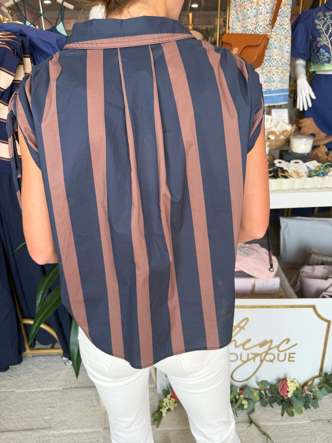 Ambre Top (Navy/Brown)