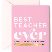 Best Teacher, Teacher Appreciation Thank You Greeting Card
