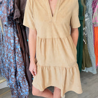 Adelynn, Tan Suede Dress