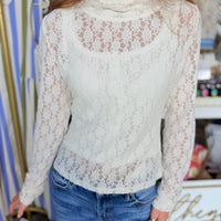 Lace Turtleneck Top