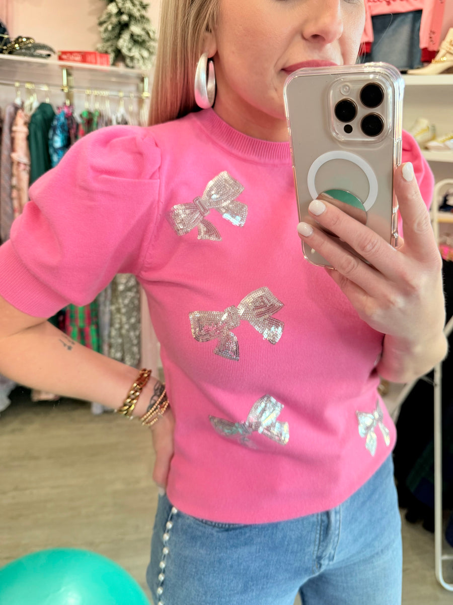 Bow Sequin Top