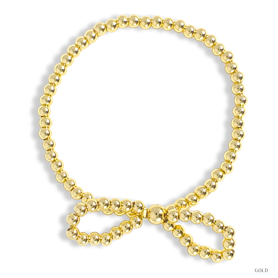 Bow Beaded Bracelet (gold)