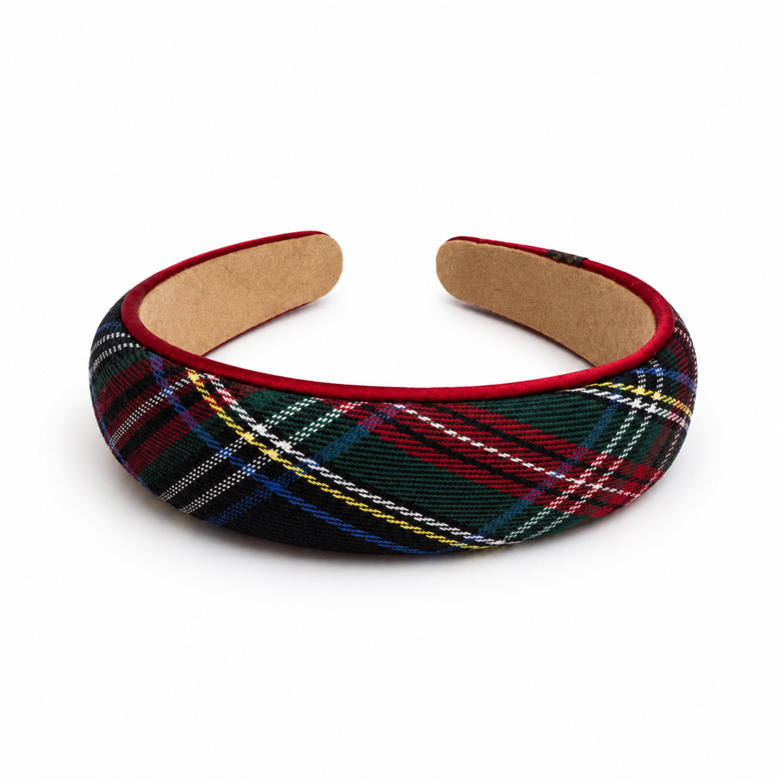 Satin Plaid Piped Headband
