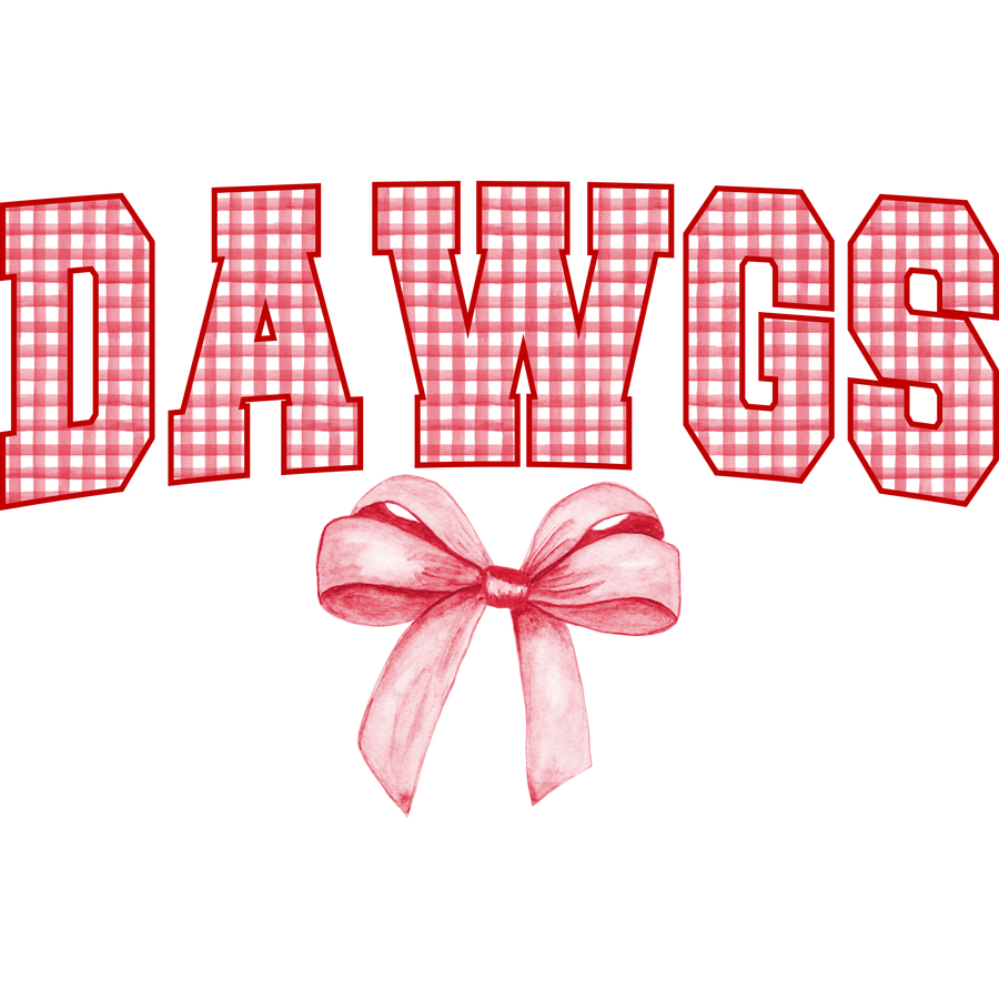 Dawgs Gingham Bow Transfer