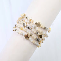 Flint Beaded Cross Stretch Bracelet Set (Natural)