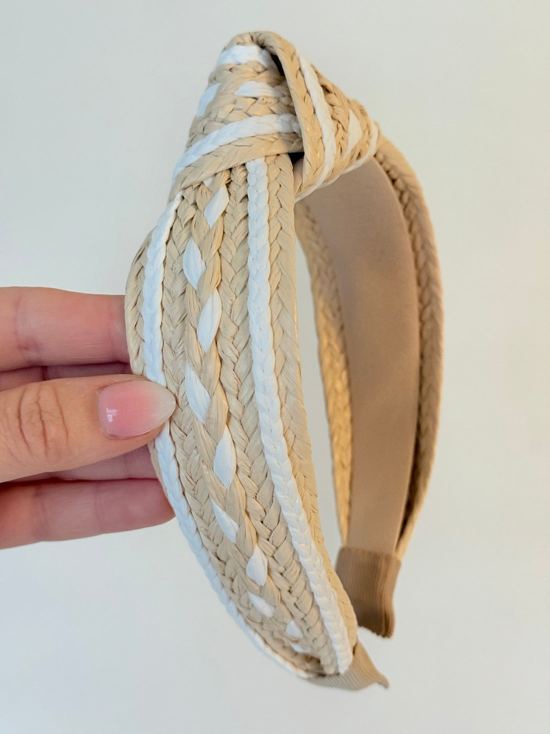 Braided Raffia Headband (White)