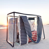 Navy Gingham Jelly Tote Bag