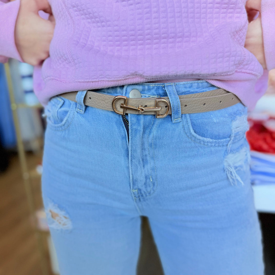Horsebit Buckle Belt (Taupe)