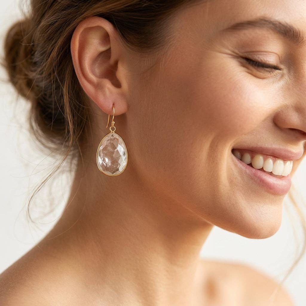 White Aura Crystal Drop Earrings