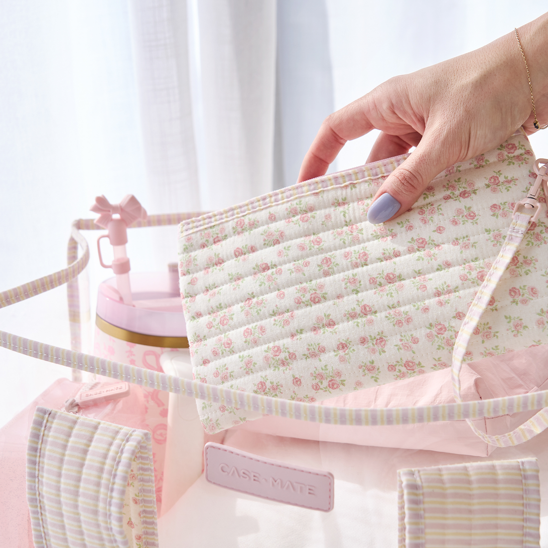 Quilted Ditsy Floral Jelly Tote Bag, CaseMate