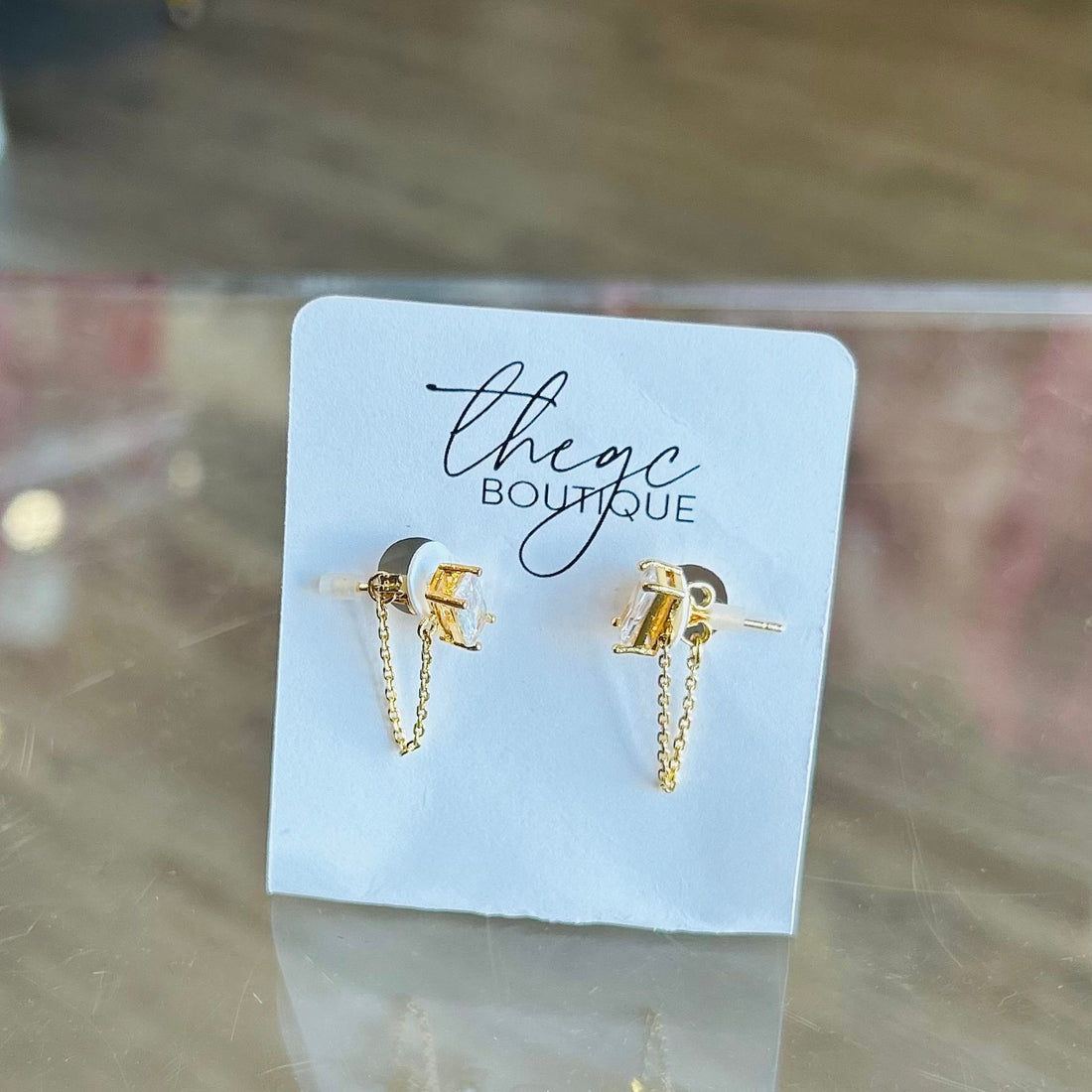 Emerald & Chain Peekaboo Stud