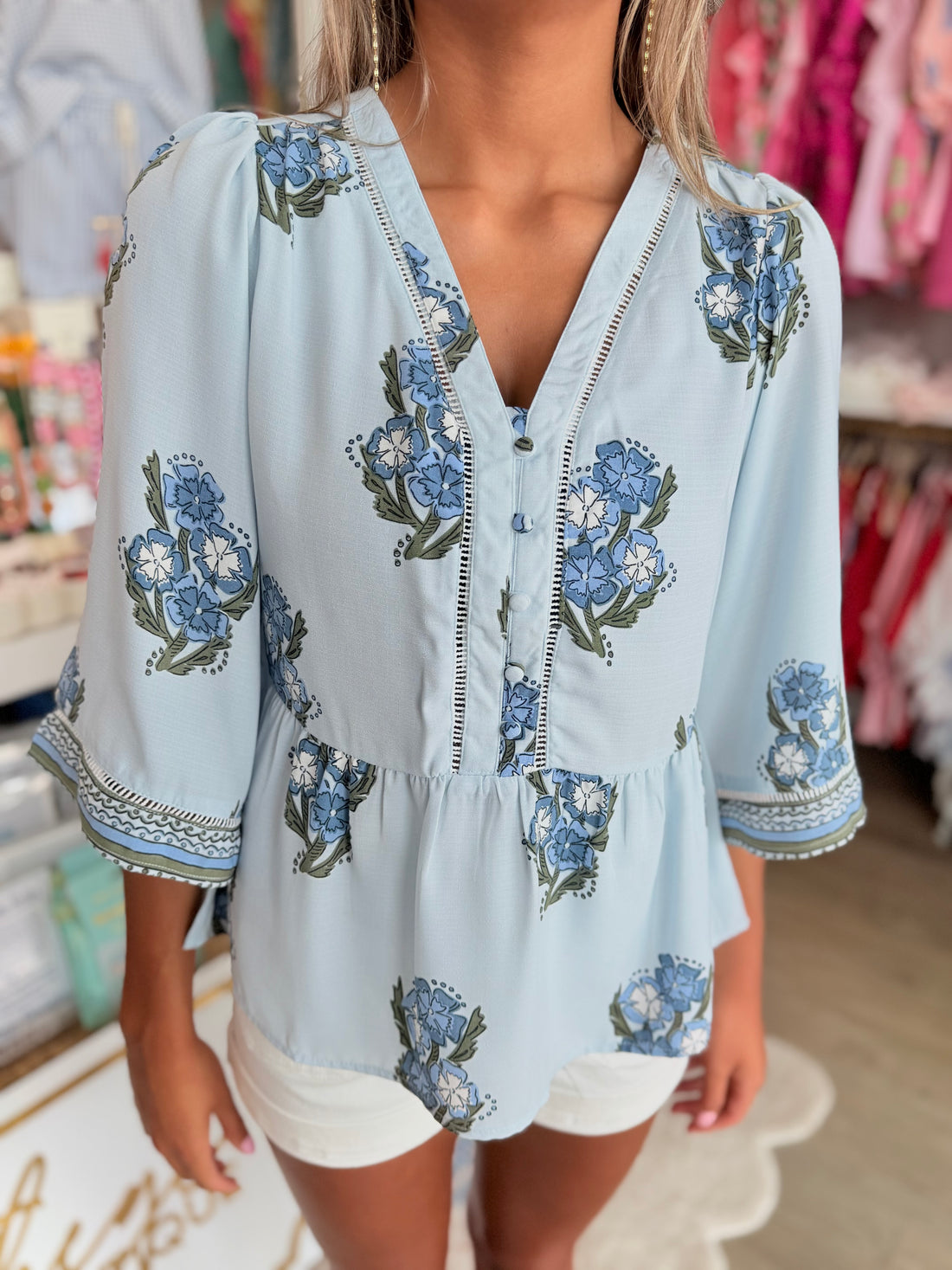 Monroe Top (Floral Blue)
