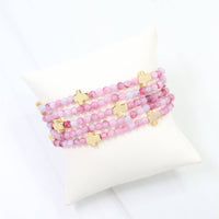 Flint Beaded Cross Stretch Bracelet Set Pink
