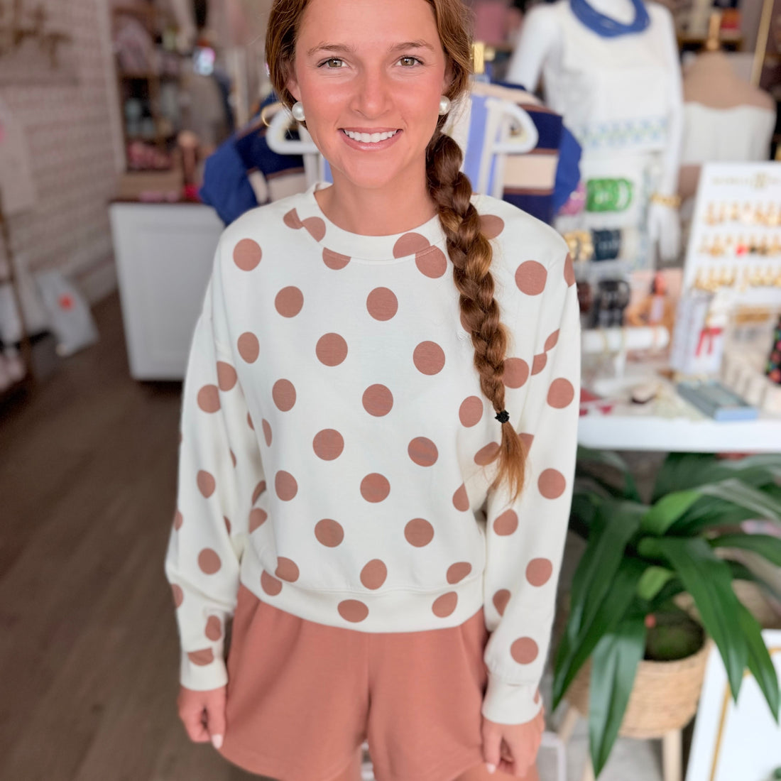 Polka Dot Crew Sweatshirt