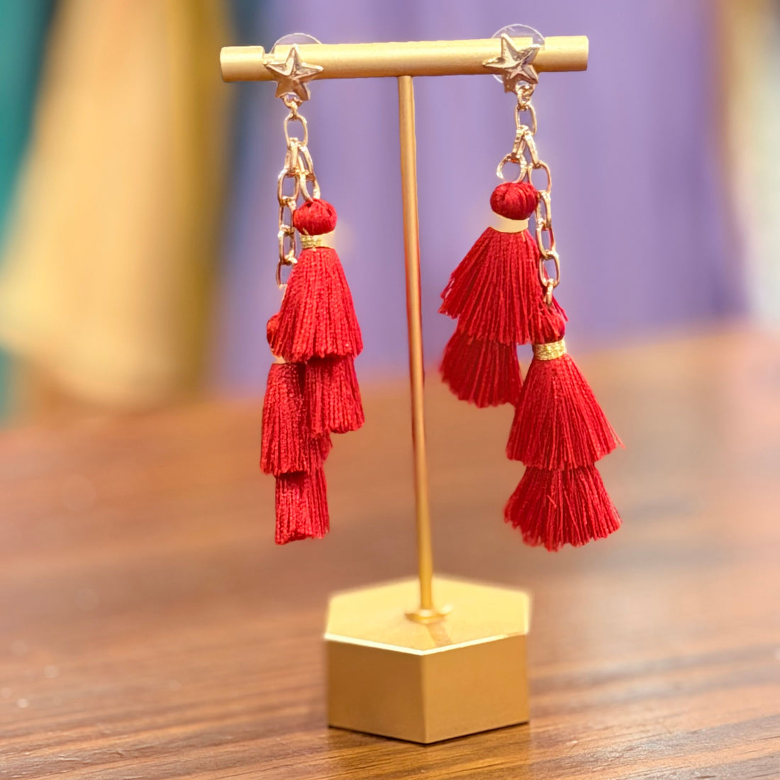 Red Tassel Earring