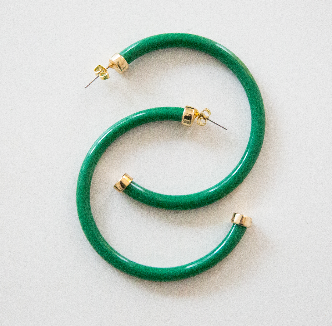 Hoo Hoops, Large Hoop Earrings (kelly green)