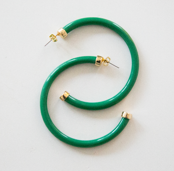 Hoo Hoops, Large Hoop Earrings (kelly green)
