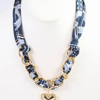 Santee Scarf Charm Necklace Navy Green