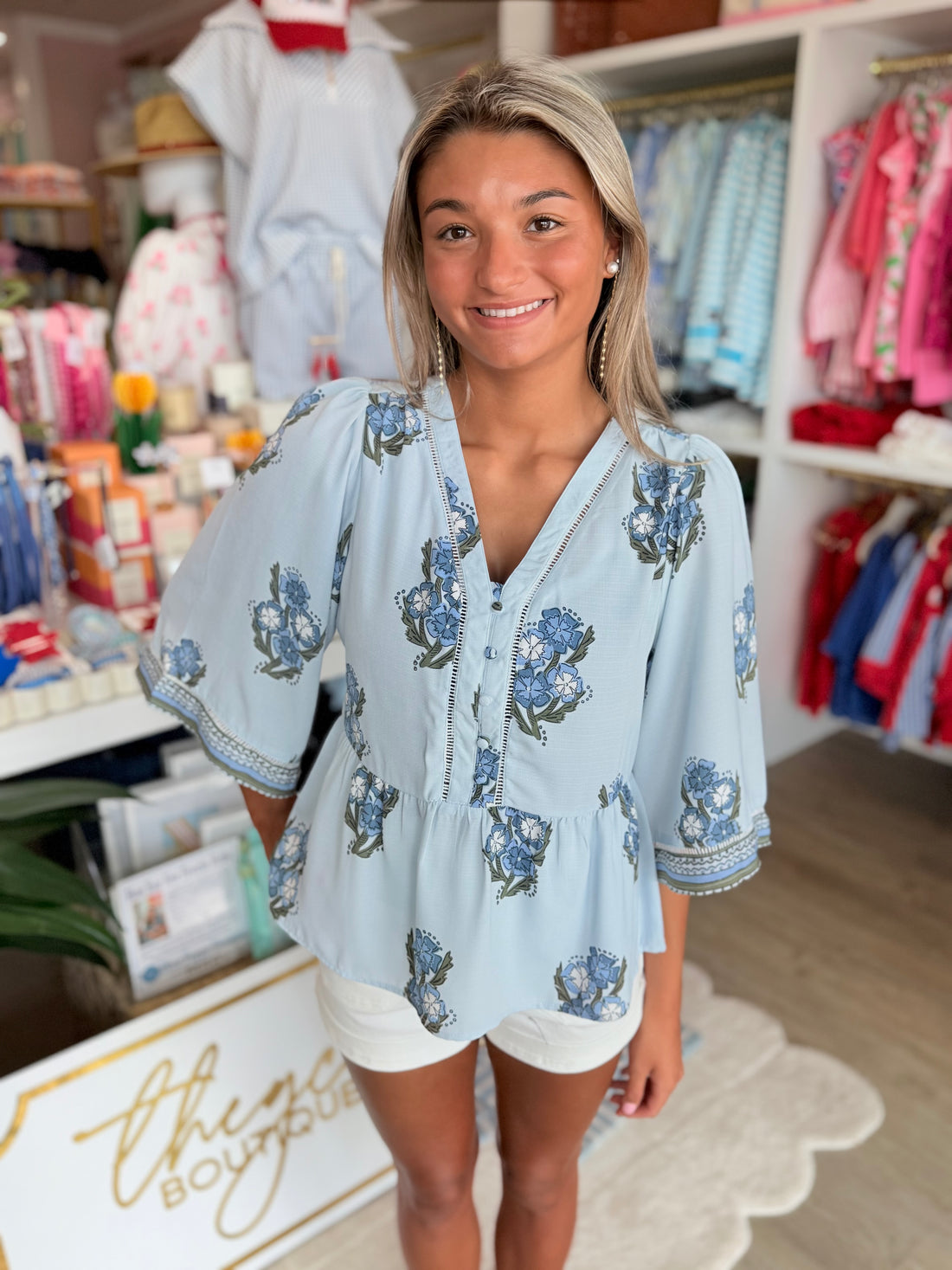 Monroe Top (Floral Blue)