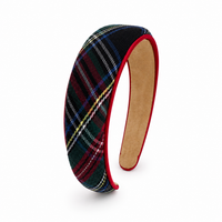 Satin Plaid Piped Headband