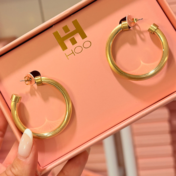 Medium Acrylic Hoo Hoop Earring (Brushed Gold)