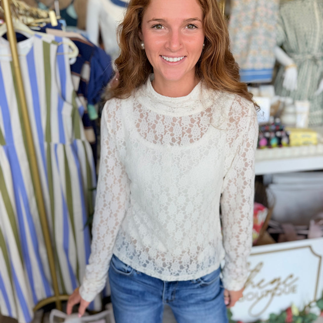 Lace Turtleneck Top