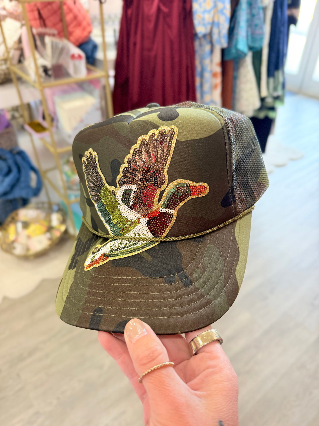 Mallard Sequin Trucker Hat