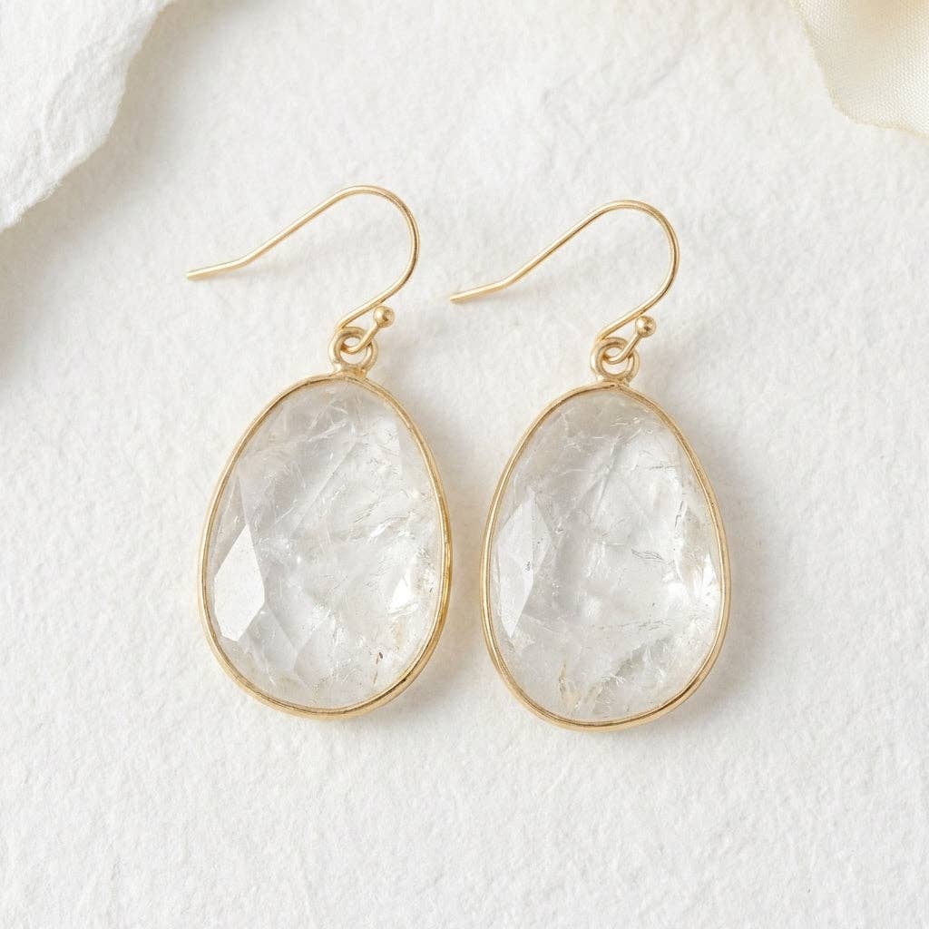 White Aura Crystal Drop Earrings