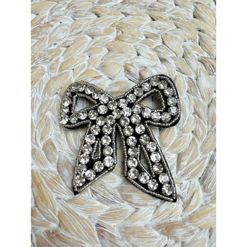 Rhinestone Black Bow Pin