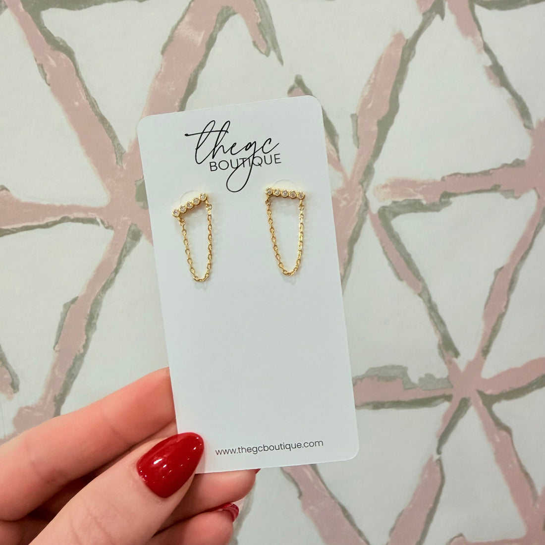 Pave Bar Link Chain Earring