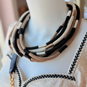 Jasmine Multi Strand Necklace (black/tan)