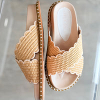 Gabbie Double Strap Raffia Slide