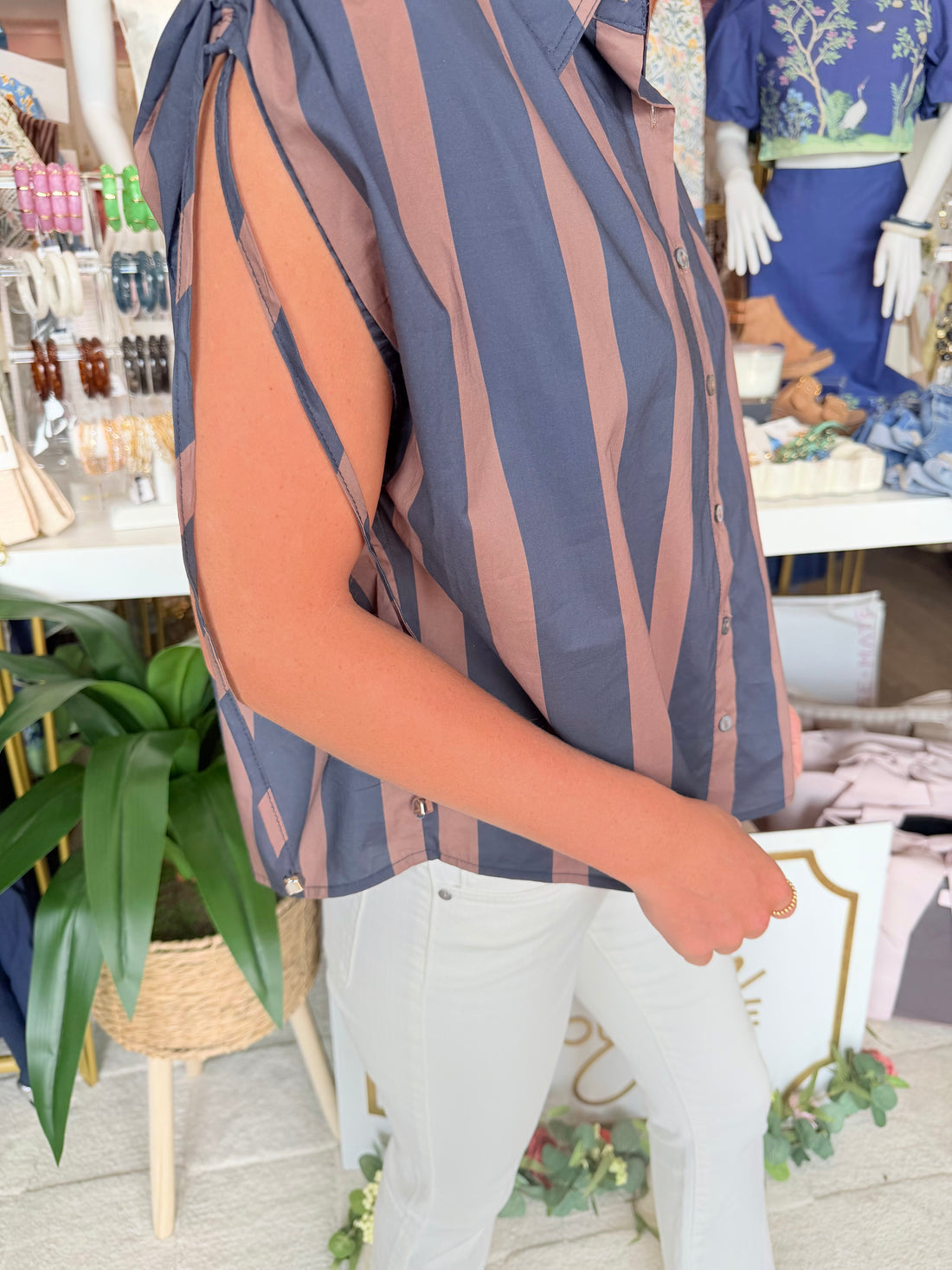 Ambre Top (Navy/Brown)